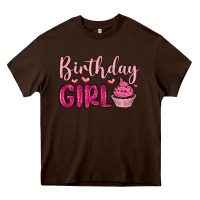 Chocolate Brown birthday girl cupcake Heavy Core Tee - MaliasSmallBusiness