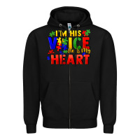 Black I'm his voice he is my heart Zipper Hoodie - FaDigitalArtStudio