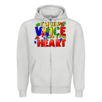 Dove Grey I'm his voice he is my heart Zipper Hoodie - FaDigitalArtStudio