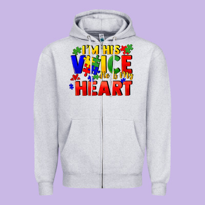 I'm His Voice He Is My Heart Zipper Hoodie Designed By Fadigitalartstudio