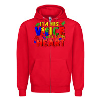 Red I'm his voice he is my heart Zipper Hoodie - FaDigitalArtStudio