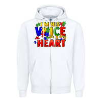White I'm his voice he is my heart Zipper Hoodie - FaDigitalArtStudio