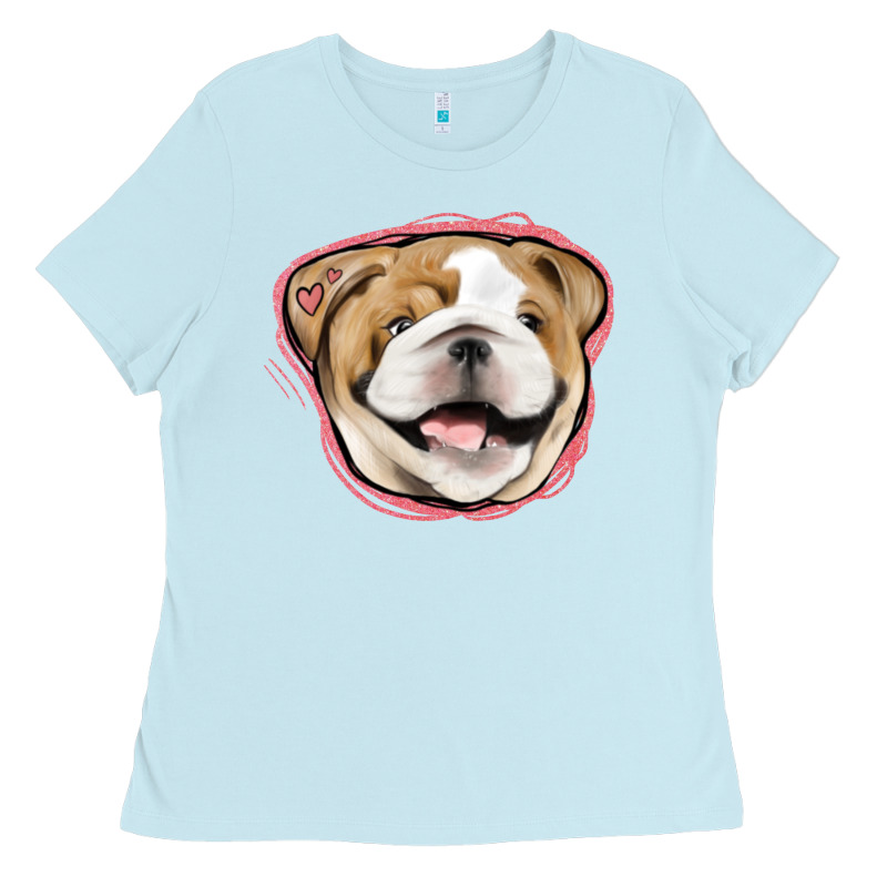 Bulldog Pink Glitter Ladies Tee by Jasminsmagicworld | Teevron