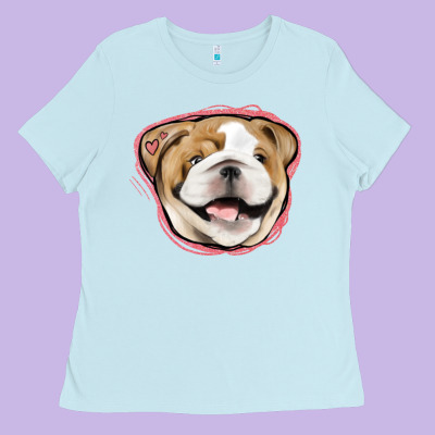 Bulldog Pink Glitter Ladies Tee Designed By Jasminsmagicworld