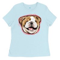 Baby Blue bulldog pink glitter Ladies Tee - Jasminsmagicworld