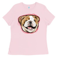 Bubblegum Pink bulldog pink glitter Ladies Tee - Jasminsmagicworld