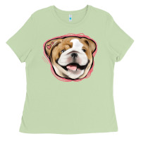 Matcha bulldog pink glitter Ladies Tee - Jasminsmagicworld