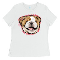 White bulldog pink glitter Ladies Tee - Jasminsmagicworld