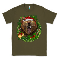 Army Green christmas bear  wreath Classic Tee - BarkalooDesign