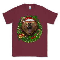 Burgundy christmas bear  wreath Classic Tee - BarkalooDesign
