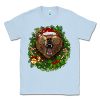 Dusty Blue christmas bear  wreath Classic Tee - BarkalooDesign