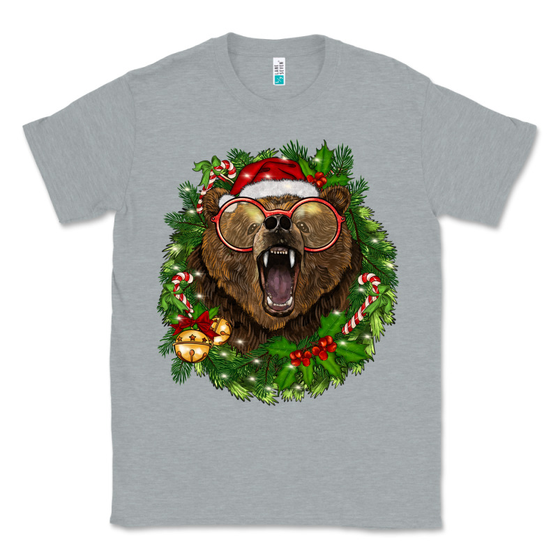 Christmas Bear  Wreath Classic Tee by BarkalooDesign | Teevron