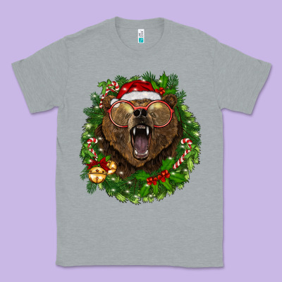 Christmas Bear  Wreath Classic Tee Designed By Barkaloodesign