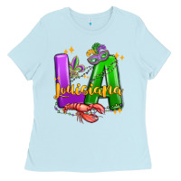 Baby Blue louisiana mardi gras Ladies Tee - MaliasSmallBusiness