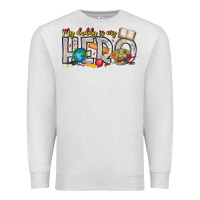 Oatmeal Heather My Daddy is my Hero Teacher Premium Sweatshirt - CowhideDigitalArt