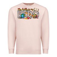 Pale Pink My Daddy is my Hero Teacher Premium Sweatshirt - CowhideDigitalArt