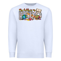 White My Daddy is my Hero Teacher Premium Sweatshirt - CowhideDigitalArt
