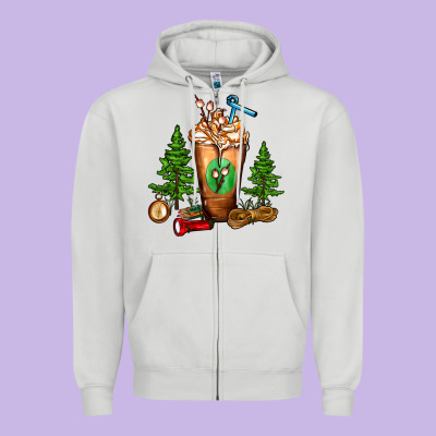 Camping Cold Drink Frappe Zipper Hoodie Designed By Fadigitalartstudio