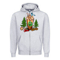 Heather Grey camping cold drink frappe Zipper Hoodie - FaDigitalArtStudio