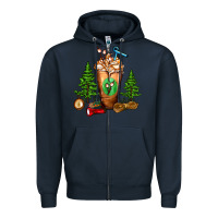 Navy camping cold drink frappe Zipper Hoodie - FaDigitalArtStudio