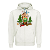 Oatmeal Heather camping cold drink frappe Zipper Hoodie - FaDigitalArtStudio