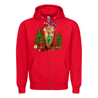 Red camping cold drink frappe Zipper Hoodie - FaDigitalArtStudio