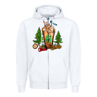 White camping cold drink frappe Zipper Hoodie - FaDigitalArtStudio