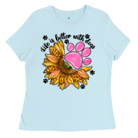 Baby Blue life is better with dogs Ladies Tee - NancyCooperArtShop
