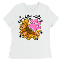 White life is better with dogs Ladies Tee - NancyCooperArtShop