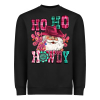 Black ho ho howdy santa pink christmas Heavyweight Sweatshirt - CowGirlArtShop