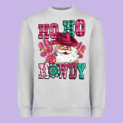 Ho Ho Howdy Santa Pink Christmas Heavyweight Sweatshirt Designed By Cowgirlartshop