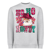 Heather Grey ho ho howdy santa pink christmas Heavyweight Sweatshirt - CowGirlArtShop