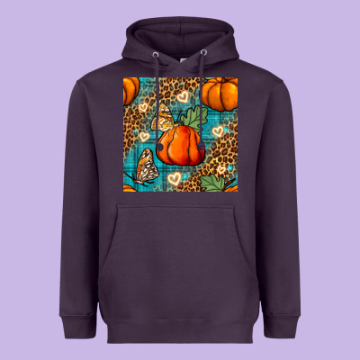 Pumpkin And Butterfly Seamless Pattern Heavyweight Hoodie Designed By Bundleandbundleshop