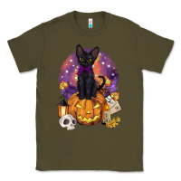 Army Green halloween black cat pumpkin Classic Tee - BarkalooDesign