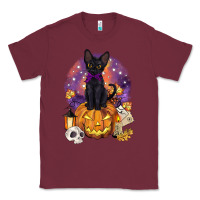 Burgundy halloween black cat pumpkin Classic Tee - BarkalooDesign