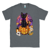 Charcoal Heather halloween black cat pumpkin Classic Tee - BarkalooDesign