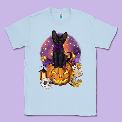 Halloween Black Cat Pumpkin Classic Tee Designed By Barkaloodesign