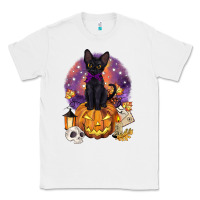 White halloween black cat pumpkin Classic Tee - BarkalooDesign