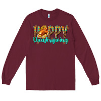 Burgundy Happy Thanksgiving with Turkey Long Sleeve Tee - texasbilliewilder