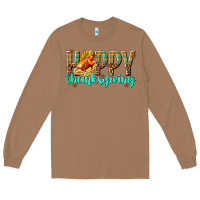 Toasted Coconut Happy Thanksgiving with Turkey Long Sleeve Tee - texasbilliewilder
