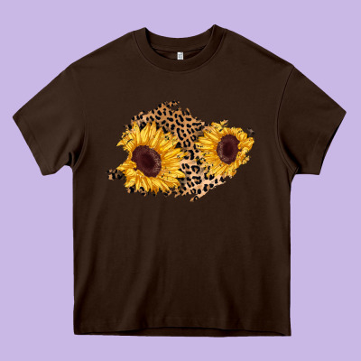 Sunflower Leopard Patch Heavy Core Tee Designed By Adodesignshop