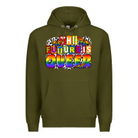 Army Green the future is queer Premium Hoodie - FaDigitalArtStudio