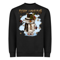 Black merry christmas snowman Heavyweight Sweatshirt - CowGirlArtShop