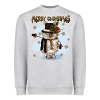 Heather Grey merry christmas snowman Heavyweight Sweatshirt - CowGirlArtShop