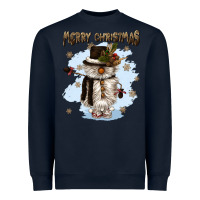 Navy merry christmas snowman Heavyweight Sweatshirt - CowGirlArtShop
