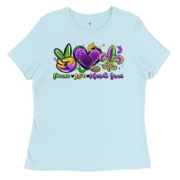 Baby Blue peace love mardi gras Ladies Tee - MaliasSmallBusiness