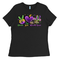 Black peace love mardi gras Ladies Tee - MaliasSmallBusiness