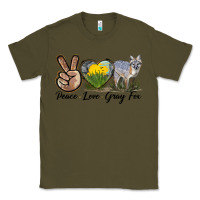 Army Green Peace Love Gray Fox Classic Tee - LillyAllenDesigns
