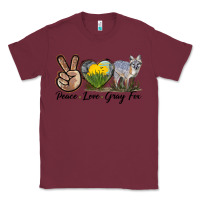 Burgundy Peace Love Gray Fox Classic Tee - LillyAllenDesigns