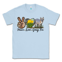 Dusty Blue Peace Love Gray Fox Classic Tee - LillyAllenDesigns